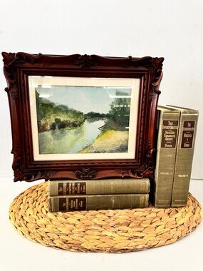 Vintage Ornate Framed Signed Landscape Watercolor Painting Winaspen Teton River